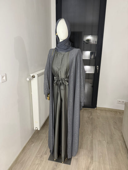 ABAYA PERLE GRISE - MADE  IN UAE