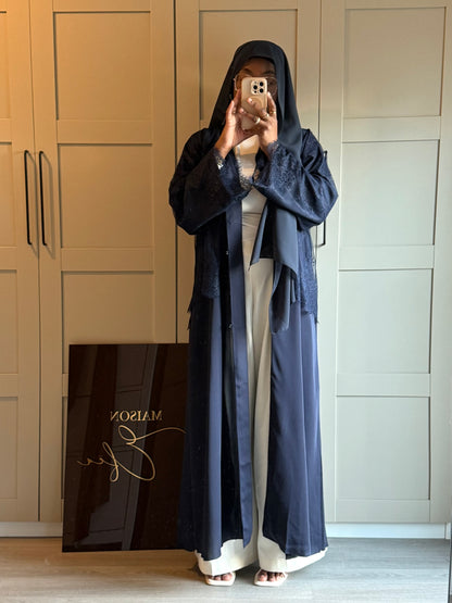 ABAYA DENTELLE BLEU - MADE IN UAE