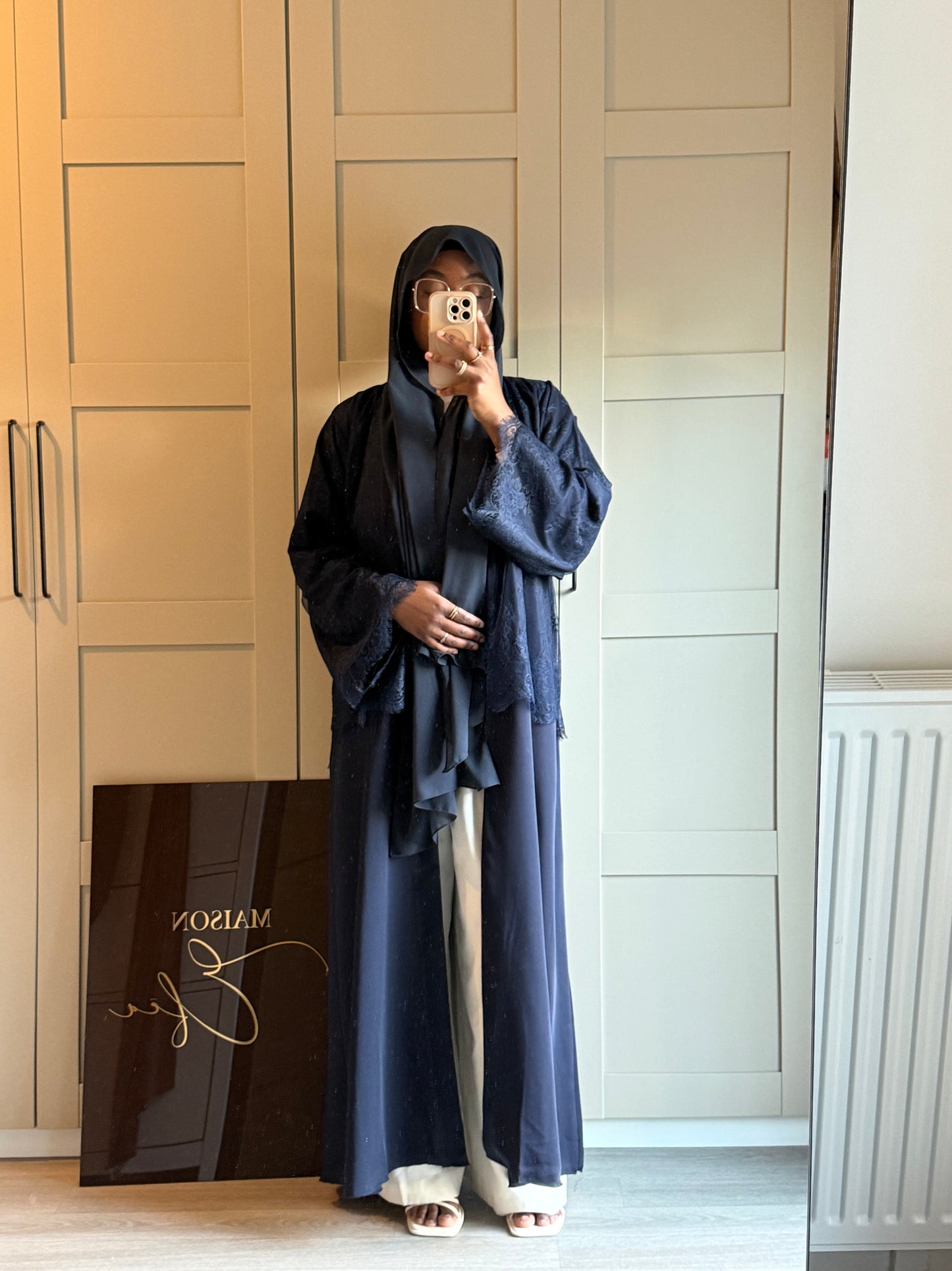 ABAYA DENTELLE BLEU - MADE IN UAE